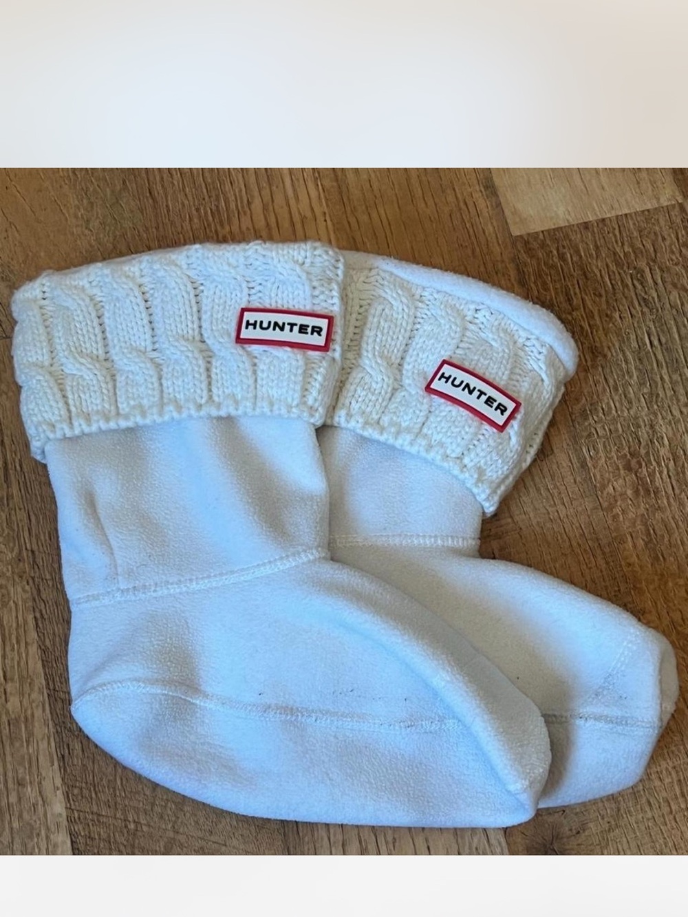 Hunter white cable knit short boot socks